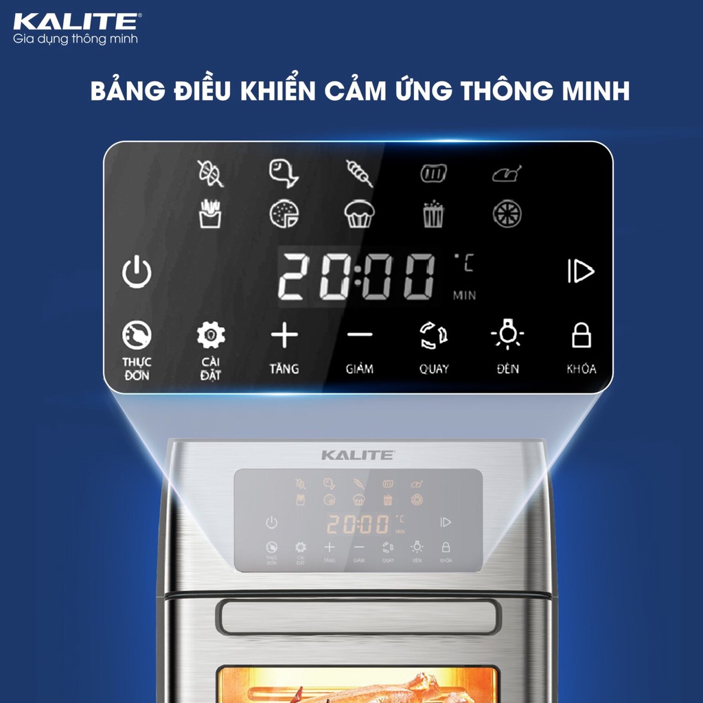 Nồi chiên không dầu Kalite KL1500 New 2022, Dung tích lớn 15 lit - Hàng chính hãng bảo hành 24 tháng