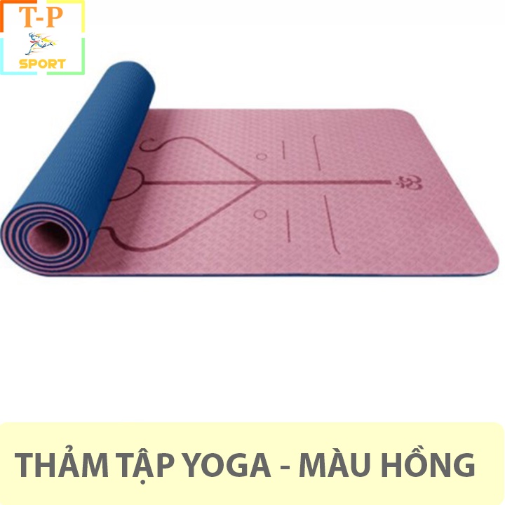 Thảm tập Yoga định tuyến TPE 2 lớp cao su non chống trơn trượt - Thảm tập Yoga cao cấp cao su non thiên nhiên 183*61*0.6