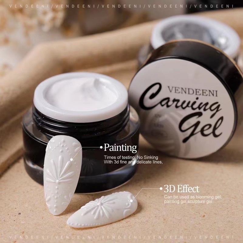 Vendeeni Gel vẽ nổi 9D trắng và đen