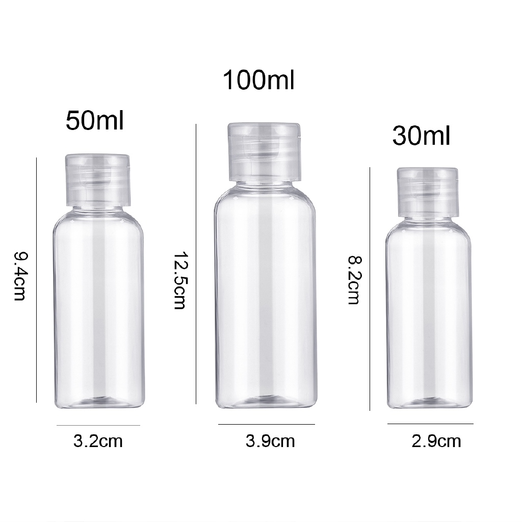 Bình Nhựa Trong Suốt Đựng Mỹ Phẩm Du Lịch Tiện Lợi Dung Tích 30 / 50 / 100ml