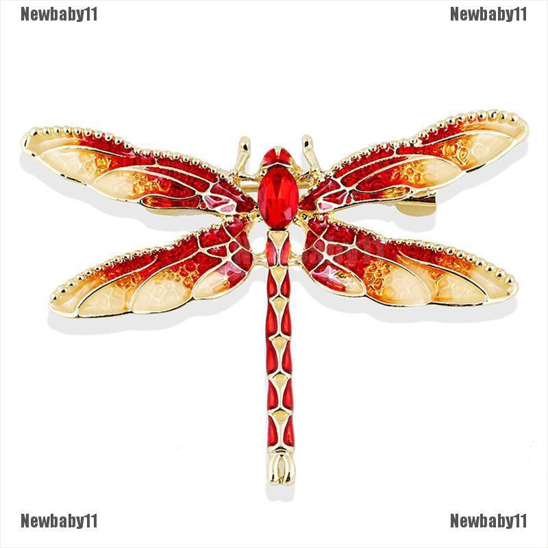 Ghim Cài Áo Hình Chuồn Chuồn Đính Đá Tráng Men