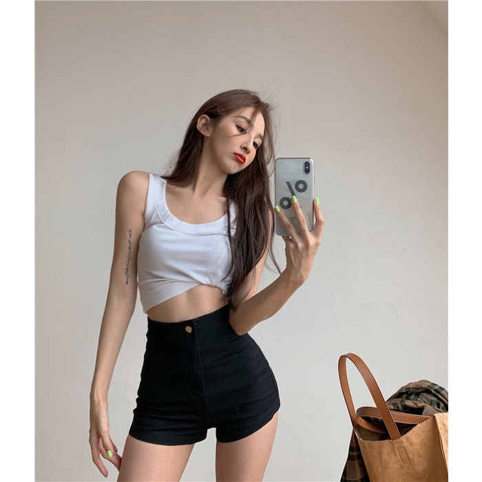 Quần short denim Lưng Cao Thời Trang Quyến Rũ Cho Nữ