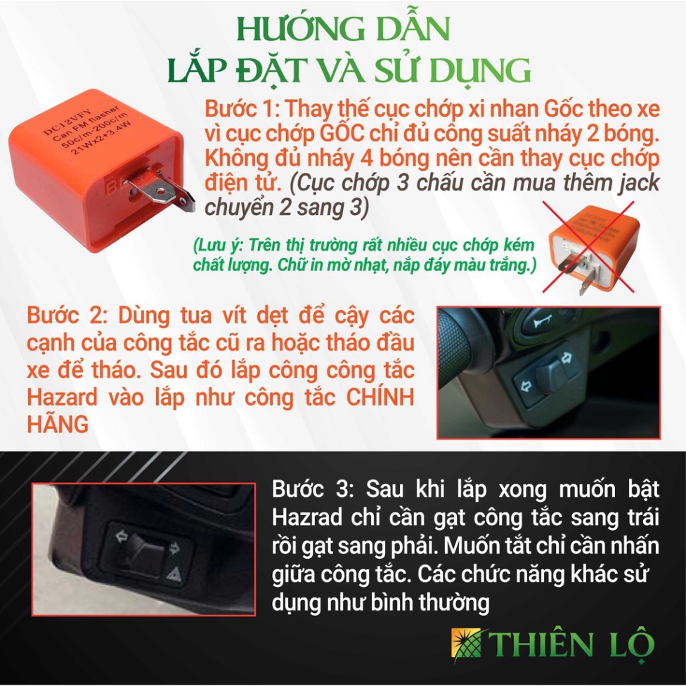 Công tắc xi nhan tích hợp Hazard cao cấp nháy cả 4 bóng Xi Nhan cho các dòng xe máy của Honda - Mẫu Mới Nút Đỏ