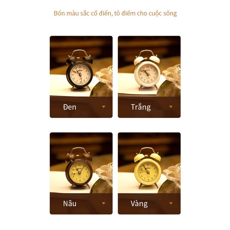 Đồng hồ báo thức dạ quang Deli - Khung thép không gỉ - 9024