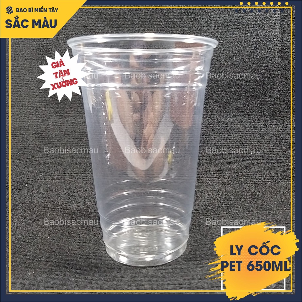 Sỉ 50 cốc nhựa/ ly nhựa PET 650ml kèm nắp