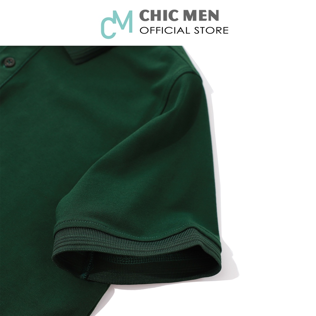 Áo POLO nam cổ bẻ BASIC, form regular, vải cá sấu CVC, phong cách, màu Xanh Rêu - CHICMEN