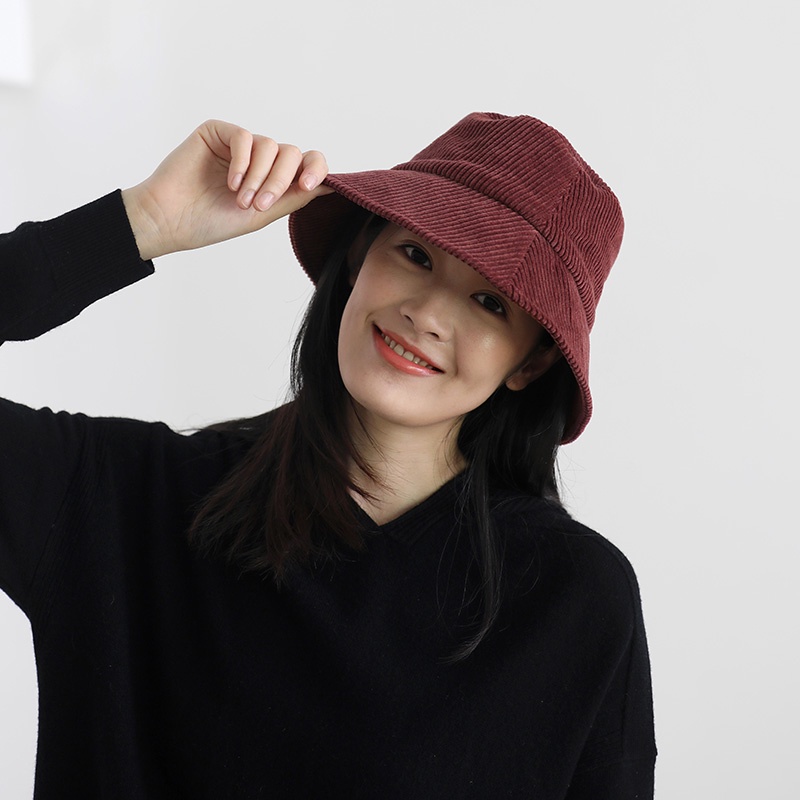 Mũ Bucket Nhung Màu Trơn Thời Trang Biển Mùa Hè