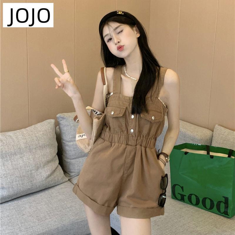 Quần Yếm Denim Ngắn Phong Cách Retro Thời Trang Mới Cho Nữ