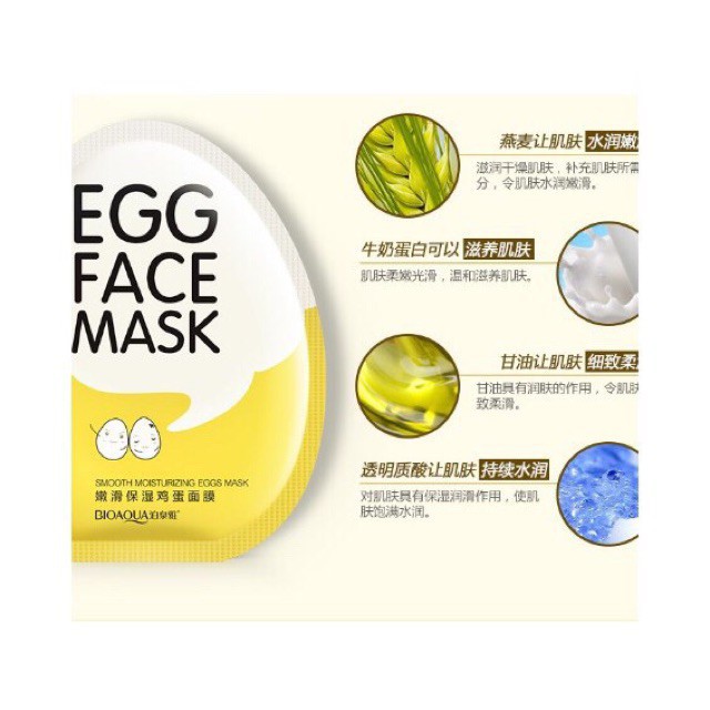 N36 Mặt nạ trứng trắng da cấp ẩm mờ thâm se khít lỗ chân lông mask nội địa trung cao cấp bioaqua | BigBuy360 - bigbuy360.vn