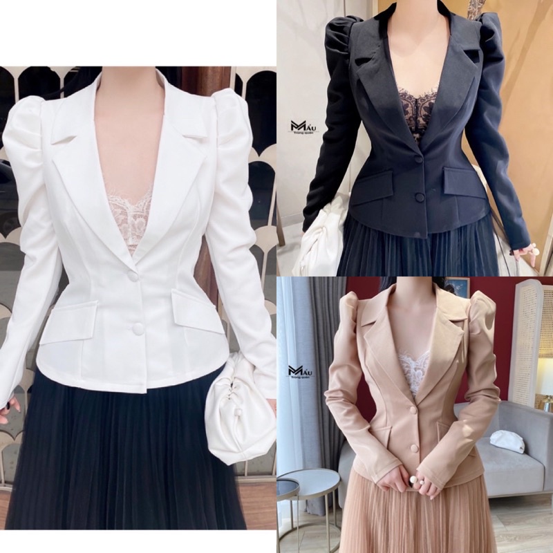 Áo vest cúc bọc tay bồng