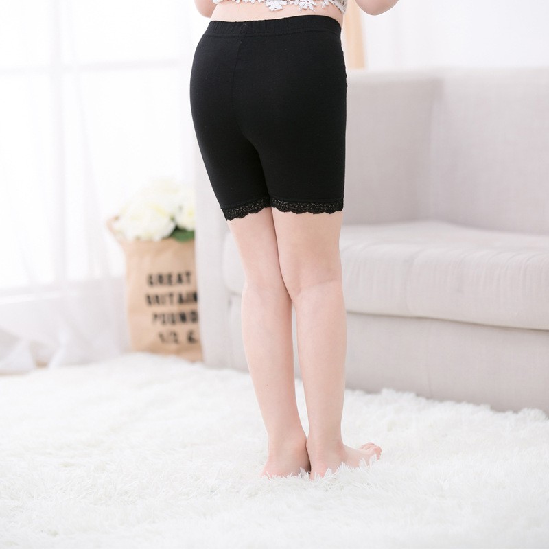 Quần Lót Cotton Màu Trơn Phối Ren An Toàn Cho Bé Gái 3-15 Tuổi
