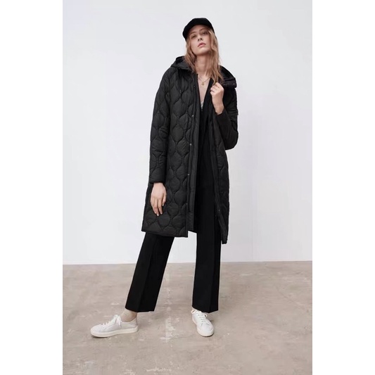 Order áo choàng auth tuồn ZARA của nữ Áo khoác chần bông quả trám có mũ trùm đầu