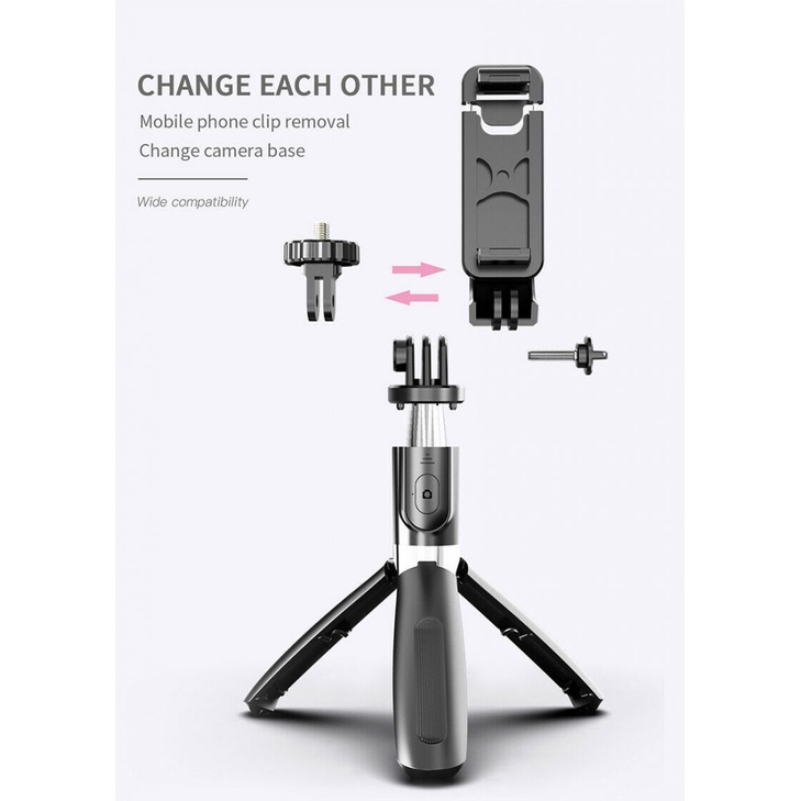 Gậy Chụp Ảnh Selfie Không Dây L02 Có Điều Khiển Bluetooth Cho Điện Thoại | BigBuy360 - bigbuy360.vn