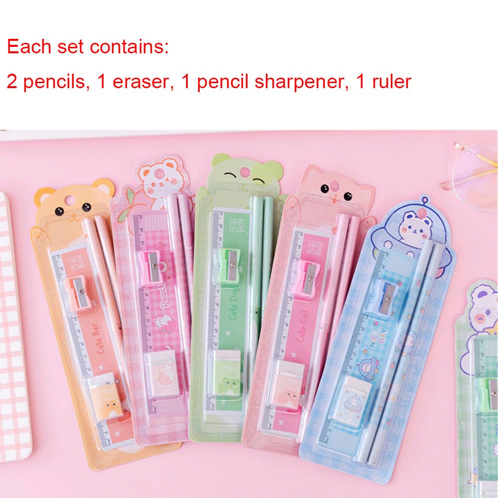 Set 5 Món Dụng Cụ Học Tập Gồm Bút Chì / Tẩy / Tẩy Tiện Dụng Cho Học Sinh