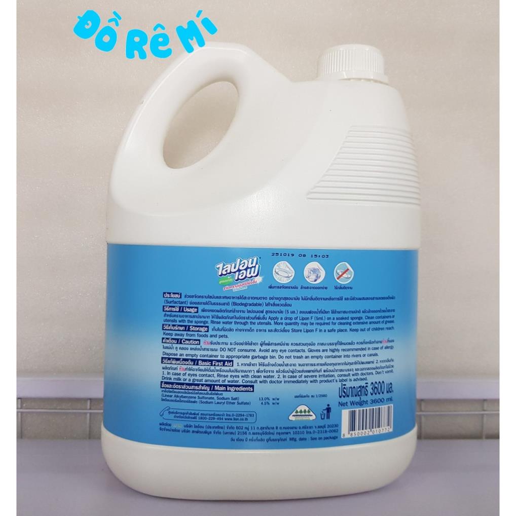Nước Rửa Chén Thái Lan LIPON Đánh Bay Dầu Mỡ Không Hại Da Tay Can 3600ml