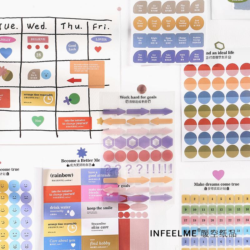 Set 6 Tờ Nhãn Dán Trang Trí Sổ Lưu Niệm