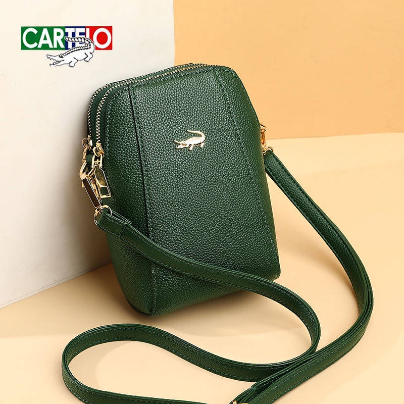 Túi Đeo Vai Nữ. Túi Đựng Điện Thoại Dáng Dọc Hai Lớp Họa Tiết Da Cá Sấu Thời Trang 2021 Cho Xe Hơi