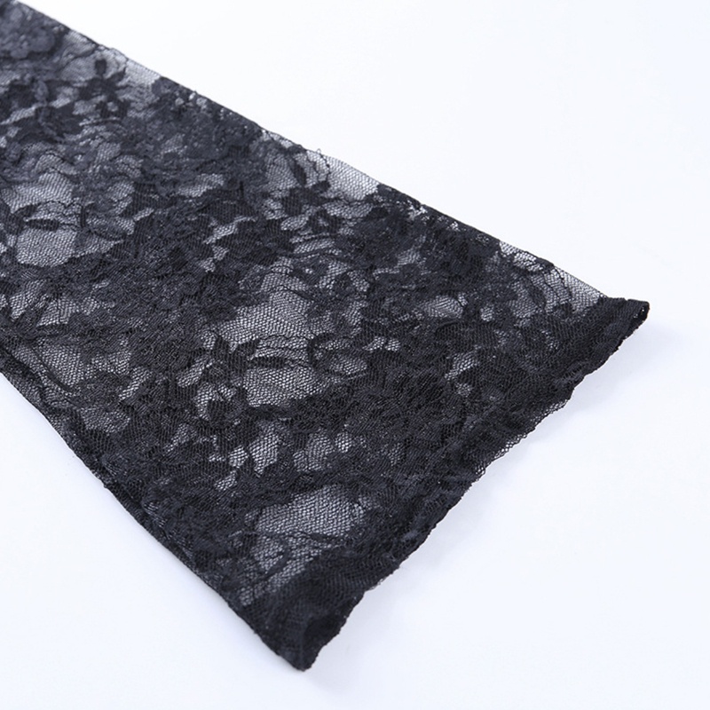 Áo Ren Hoa Tay Loe Dài Cổ Đứng Phối Bèo Xuyên Thấu Gợi Cảm Cho Nữ