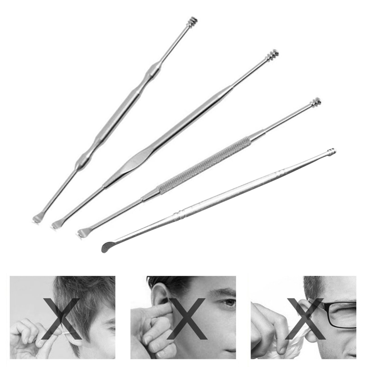 ❤️NIZIU❤️Stainless Steel Earpick Wax Remover Curette Cleaner Health Care Tool Ear Pick/Thép không gỉ Lấy ráy tai Loại bỏ sáp Curette Dọn dẹp hơn Dụng cụ chăm sóc sức khỏe Lấy tai