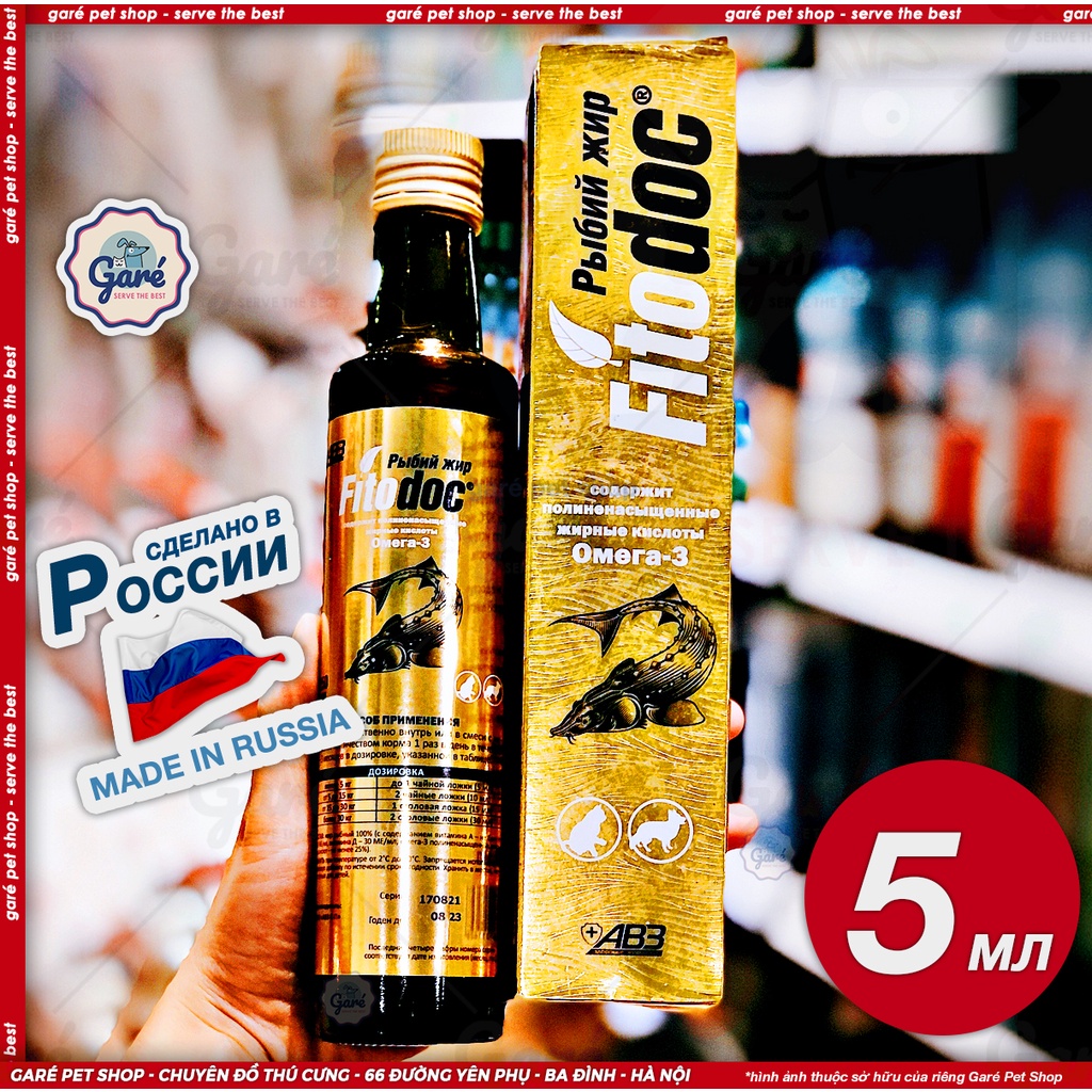 250ml - Dầu cá Fitodoc bổ dung dưỡng chất cho Chó Mèo nhập Liên Bang Nga ABB