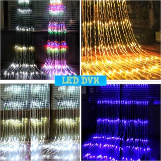 Bộ Đèn Led Trang Trí Thả Mành Kiểu Mưa Rơi Thác Nước 3x2m 10 Sợi 2m Đủ Màu