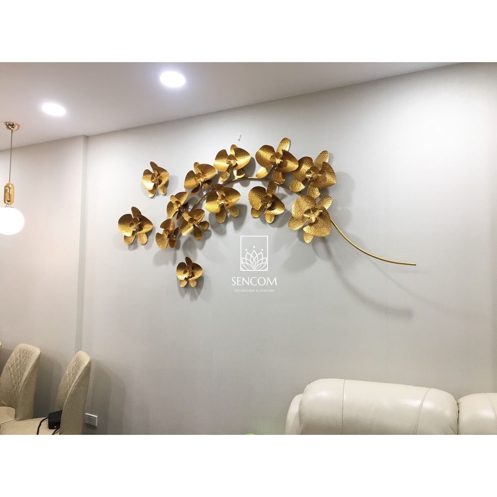 Tranh sắt treo tường nghệ thuật, trang decor trang trí hoa lan điệp cao cấp - 2074