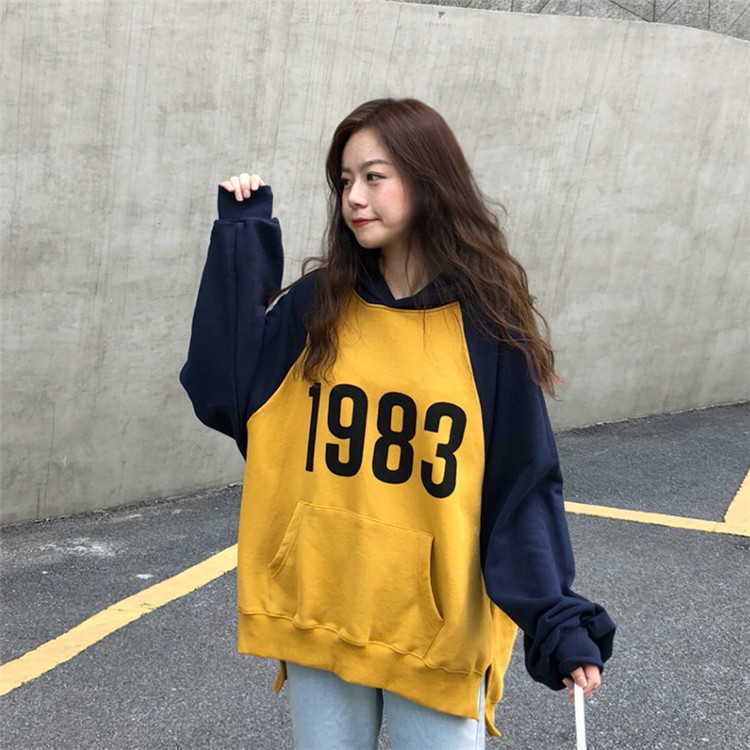 áo hoodie ulzzang hoodie nữ đẹp áo nỉ có mũ mỏng thu đông dài tay raglan form dáng rộng kiểu hàn quốc