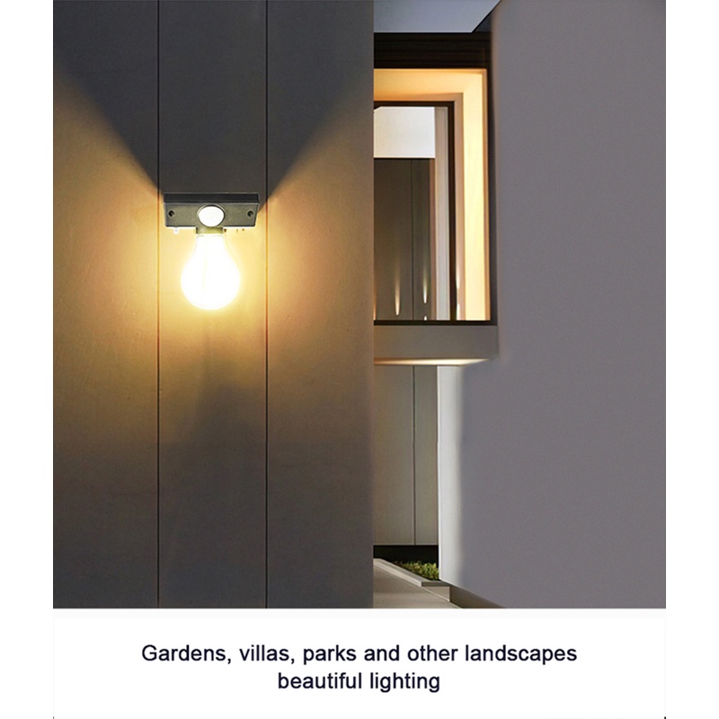 Bóng Đèn LED Năng Lượng Mặt Trời Siêu Sáng Chống Thấm Nước Gắn Tường Trang Trí Sân Vườn