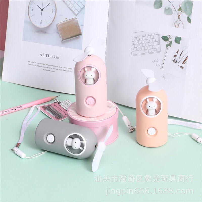 Quạt Mini Tích Điện Cầm Tay Hình Chú Thỏ Xinh Xắn (Tặng kèm dây sạc) | BigBuy360 - bigbuy360.vn