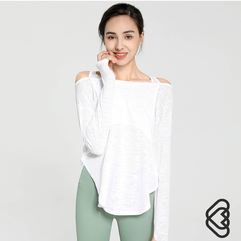 Áo thun thể thao FENNIN tay dài dáng rộng chất liệu khô thoáng nhanh thời trang cho nữ