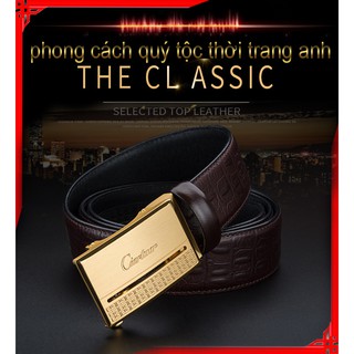 HÀNG HIỆU/Thắt Lưng Da Nam Khóa Bấm Cao Cấp Dây Nịt Nam Da Bò 100% Chính Hãng CIARTUAR Mầu Vàng Bạc Nam Tính...