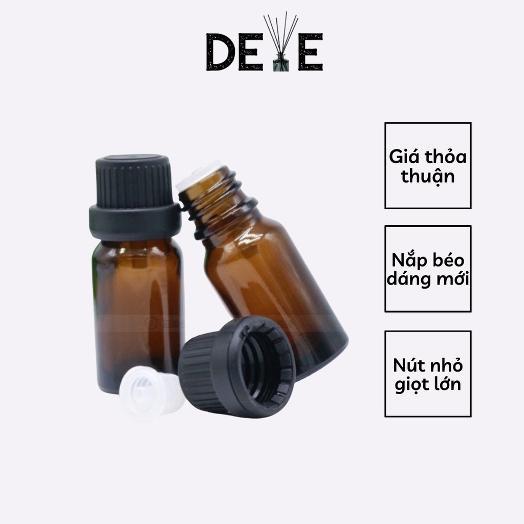 [5ml 10ml] Vỏ chai tinh dầu thủy tinh nắp béo to đẹp, giọt nhỏ mạnh