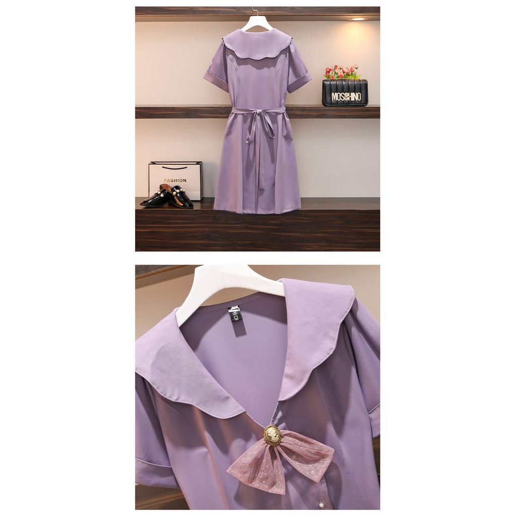 🌸Hàng Order🌸 Váy Tím Bigsize Đính Nơ Thắt Eo Cúc Ngọc Tiểu Thư Dịu Dàng 🌸Hàng Quảng Châu | BigBuy360 - bigbuy360.vn