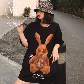Áo Thun Tay Lỡ Phông Unisex Nam Nữ Chất Premium Cotton Oversize Form Rộng In Hình Thỏ Nâu Bad Rabbit.