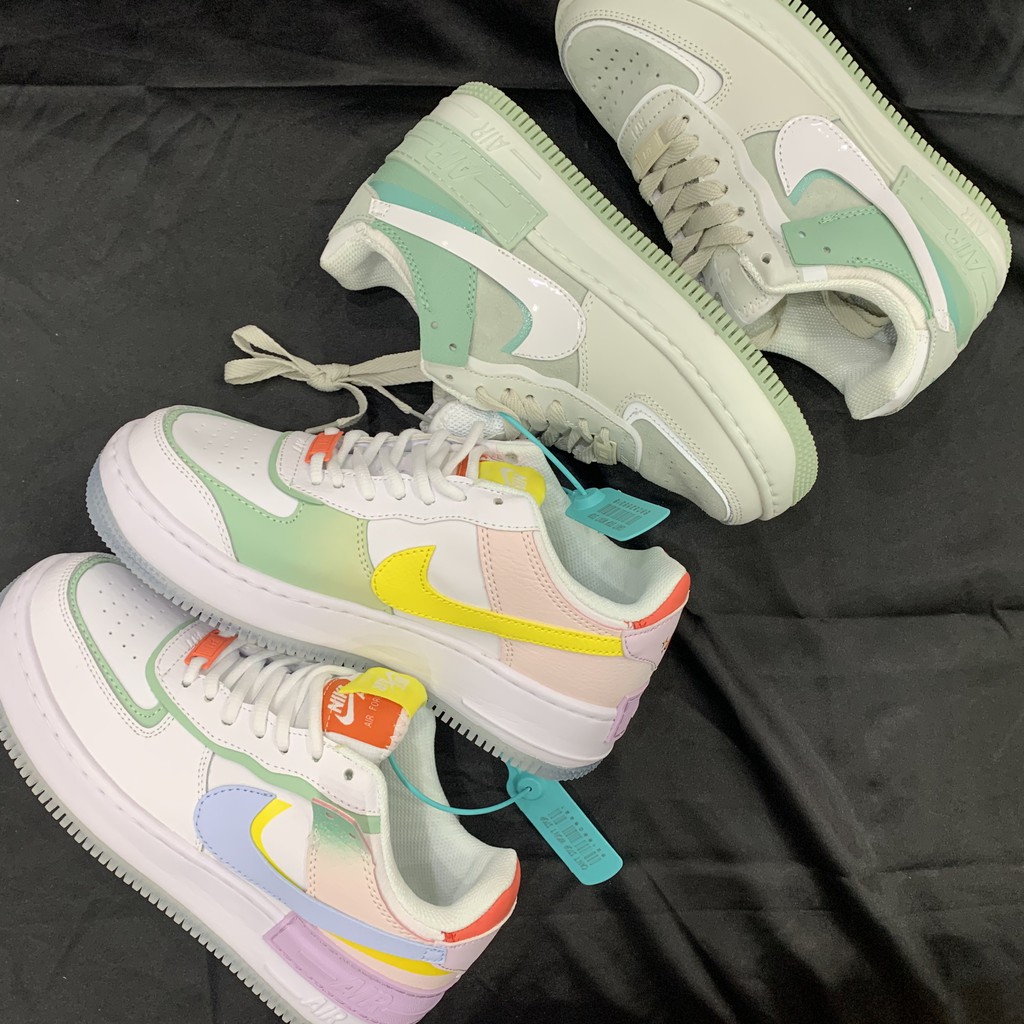 (Tặng móc khoá) Giầy Airforce xanh trắng cao cấp fullbox