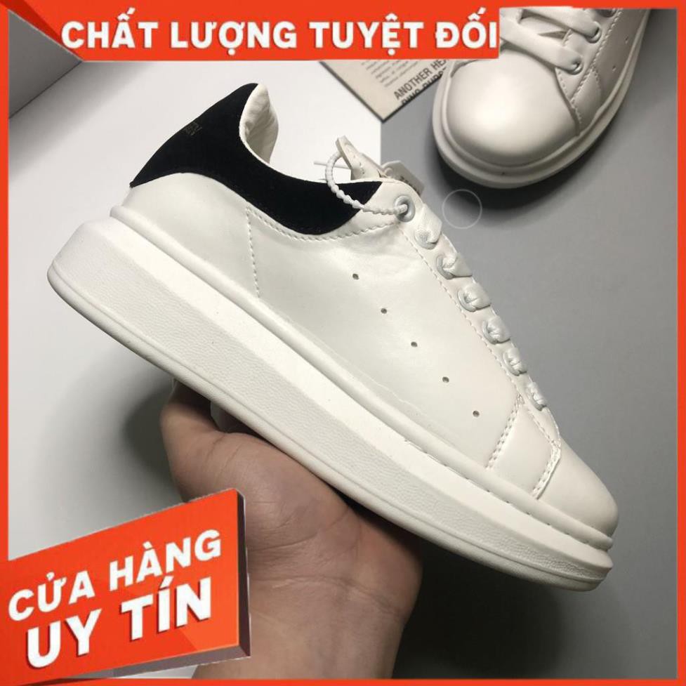 Giày McQueen, Giày Sneaker MCQ Trắng Gót Nhung Đen, Da Nhân Tạo Cao Cấp, Tăng Chiều Cao 5cm Full Size Nam Nữ | MCGDN001