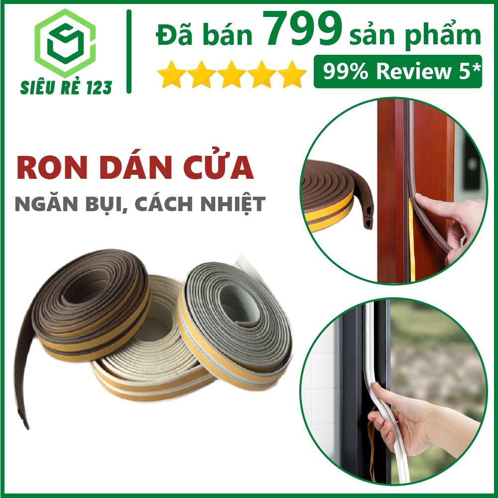 2 Mét Nẹp xốp khe cửa có keo cách âm chống tiếng ồn chống bụi chống hơi lạnh thất thoát