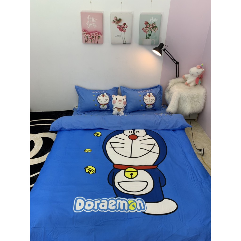 Bộ Chăn Ga Gối Cotton Doremon TN 3D