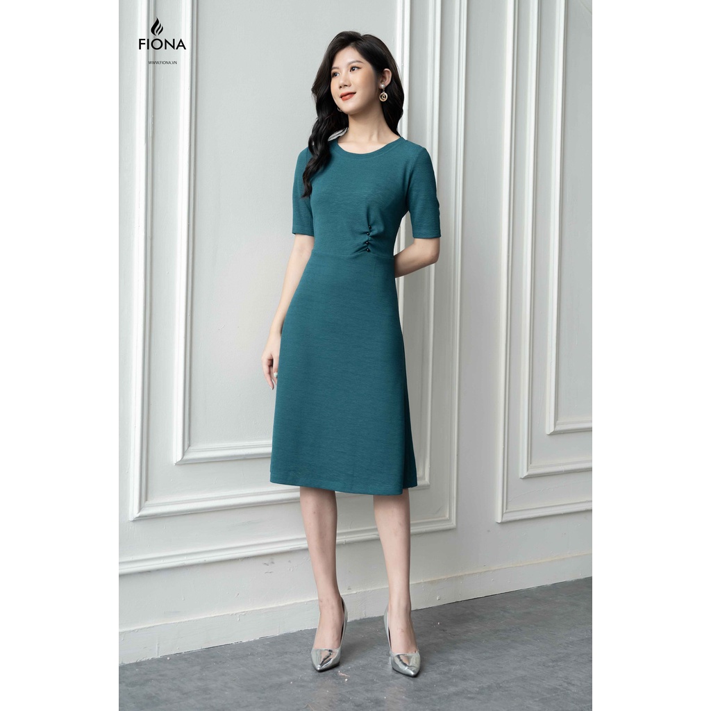 Đầm Cotton Xòe FIONA, Đầm Nữ Thiết Kế Xoắn Eo Mã F420863