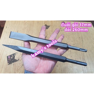 Mũi đục bê tông nhọn dẹp đuôi gài 4 rãnh 17mm dài 260mm Dannio