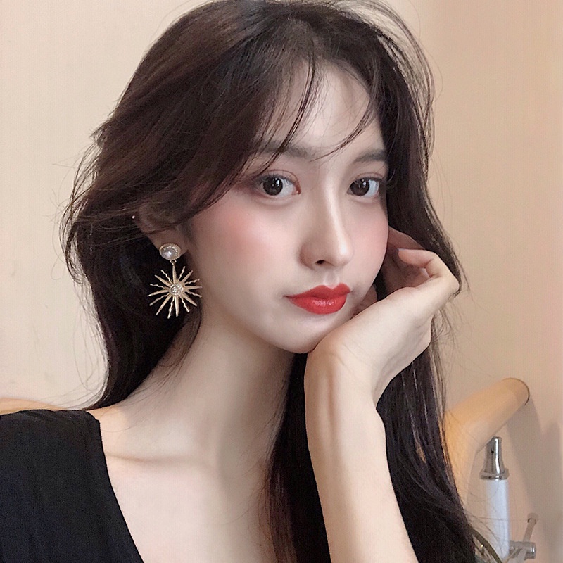 Bông Tai Mạ Bạc 925 Đính Ngọc Trai Phong Cách Hàn Quốc