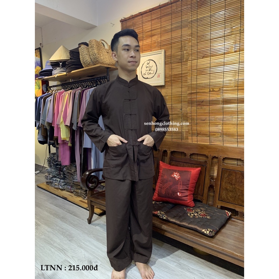 Quần áo đi chùa nam - bộ đồ Phật tử mặc nhà đi lễ #pháp phục lãnh tụ nam