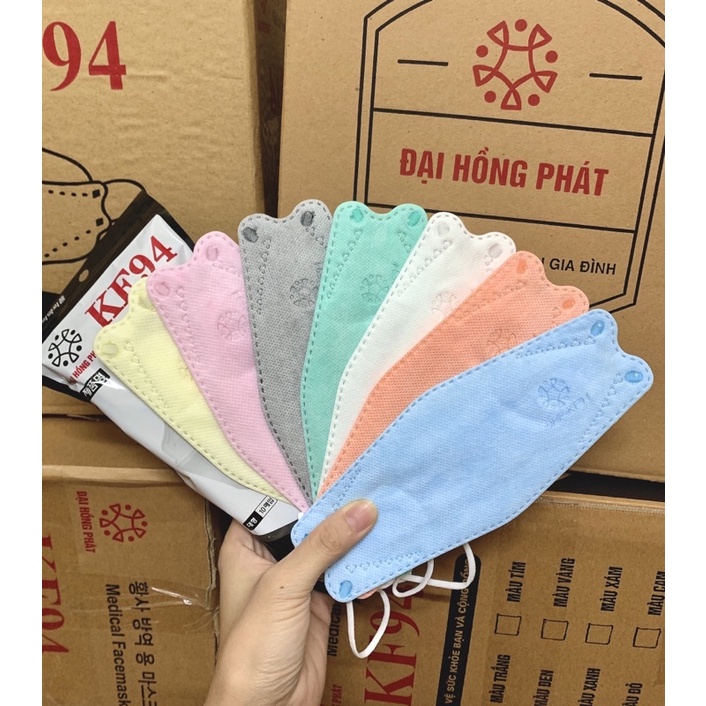 Combo 50c khẩu trang cá KF94 4D kháng khuẩn 4 lớp công nghệ Hàn Quốc chống khói bụi, vi khuẩn, dịch bệnh xanh xám trắng