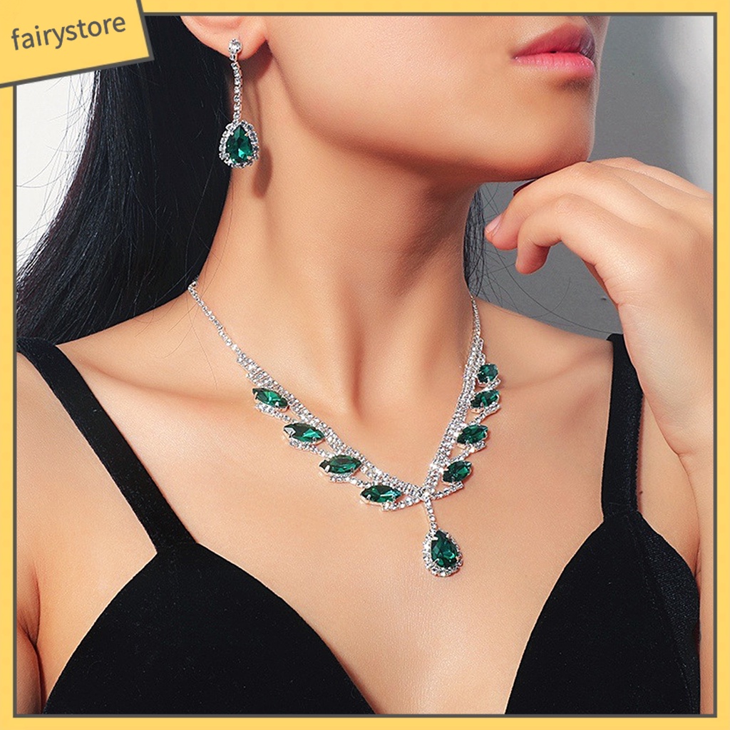 Bộ trang sức mạ đính đá lấp lánh kiểu dáng thời trang cho cô dâu