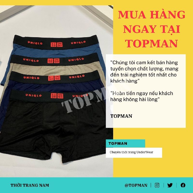 Quần Lót Nam quần sịp đùi boxer nam chất thun lạnh thoáng mát co dãn 4 chiều mặc cực êm | TOPMAN