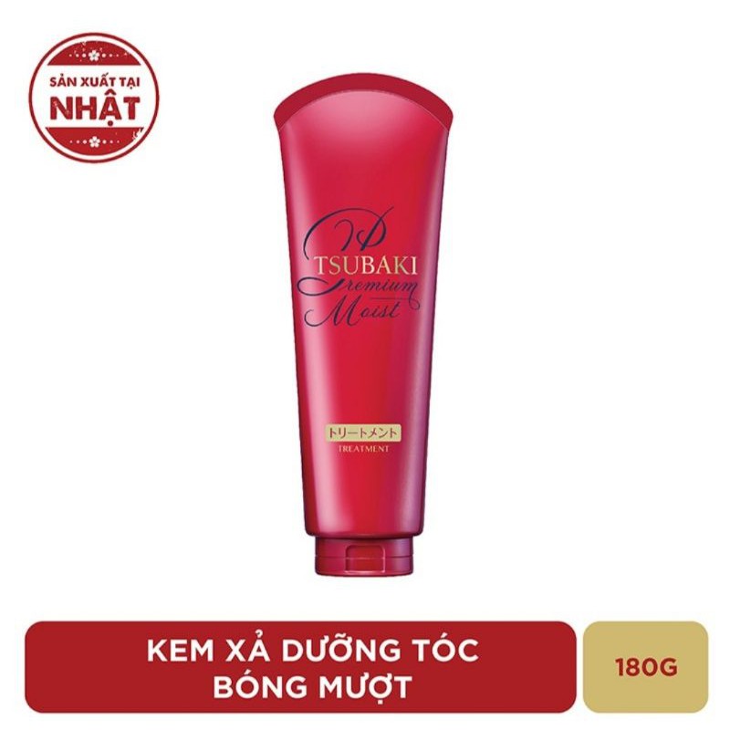 Kem xả Dưỡng tóc bóng mượt Premium Moist Tsubaki 180g