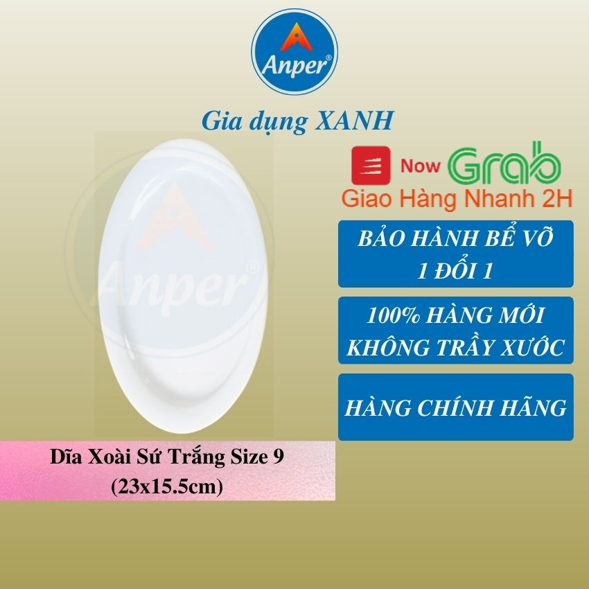 Combo 2 đĩa sứ 3 dĩa sứ xoài sứ trắng ANPER size 23 27 30 cm đĩa ăn đẹp trang trí decor