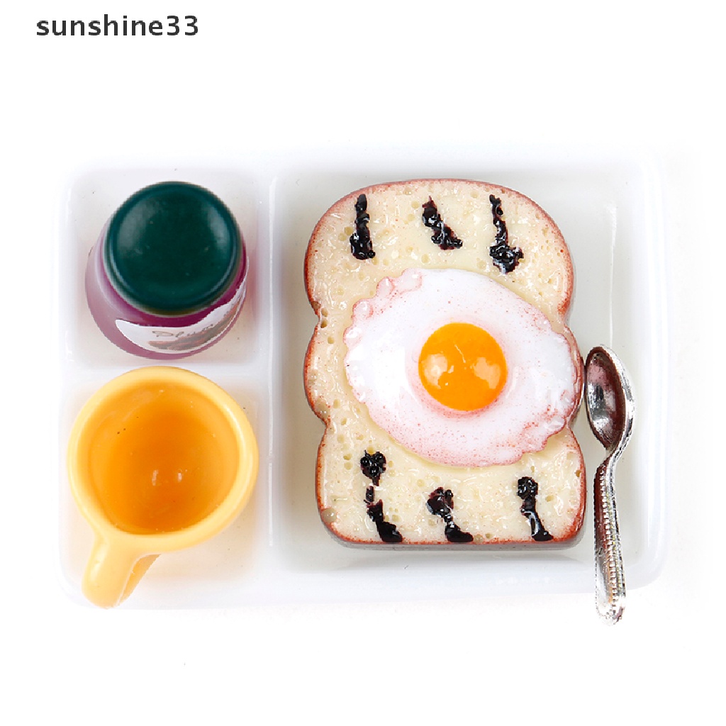 Set mô hình bánh mì mứt/ đĩa ăn/ muỗng/ cốc trang trí nhà búp bê