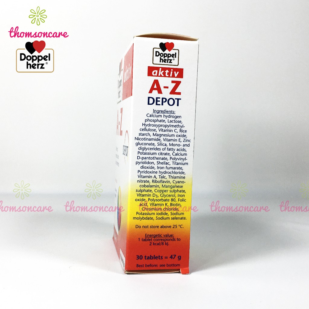 Bổ sung vitamin tổng hợp Aktiv A-Z Depot - nhập khẩu từ Doppelherz Đức, đầy đủ vtm A C D Canxi Magie kẽm | Thế Giới Skin Care