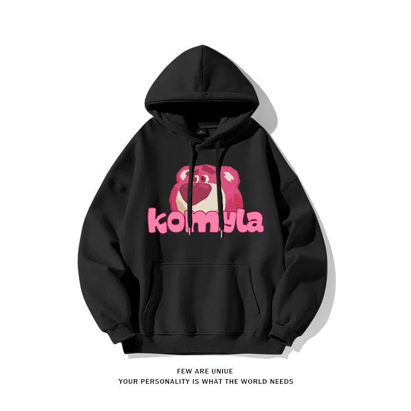 Áo Nỉ Tay Dài Có Mũ Trùm Đầu Dáng Rộng In Hình Gấu Hoạt Hình Dành Cho Nữ